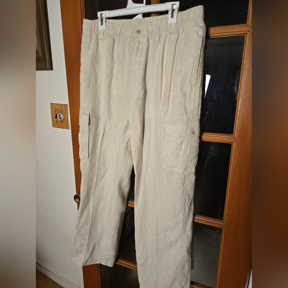Caribbean Linen Beige Cargo Pants 38x30